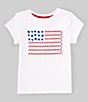 Color:White - Image 1 - Little Girls 2T-6X Flag Embroidered T-Shirt
