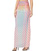 Color:Grid Ombre - Image 3 - Bevin Printed Mesh High Rise Maxi Skirt