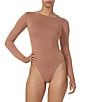 Color:Raw Umber - Image 2 - Carson Crew Neck Long Sleeve Knit Bodysuit