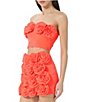 Color:Fiery Coral - Image 3 - Este Rosette Strapless Mesh Coordinating Tube Top