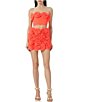 Color:Fiery Coral - Image 4 - Este Rosette Strapless Mesh Coordinating Tube Top