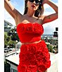Color:Fiery Coral - Image 5 - Este Rosette Strapless Mesh Coordinating Tube Top