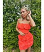 Color:Fiery Coral - Image 6 - Este Rosette Strapless Mesh Coordinating Tube Top