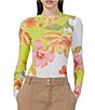 Color:Color Block Floral - Image 1 - Kaylee Floral Print Mesh Crew Neck Long Sleeve Top