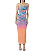 Color:Neon Botanical - Image 1 - Marlo Floral Print Strapless Maxi Dress