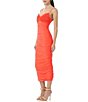 Color:Fiery Coral - Image 3 - Milena Ruffle Sweetheart Neck Sleeveless Midi Dress