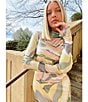 Color:Soft Linear Abstract - Image 5 - Shailene Printed Foil Mesh Turtleneck Long Sleeve Midi Dress
