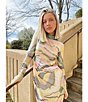 Color:Soft Linear Abstract - Image 6 - Shailene Printed Foil Mesh Turtleneck Long Sleeve Midi Dress
