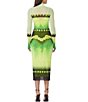 Color:Lime Floral - Image 2 - Shailene Printed Mesh Turtleneck Long Sleeve Midi Dress