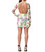 Color:Roman Mix - Image 2 - Tulah Floral Print Mesh Crew Neck Long Sleeve Mini Dress