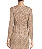 Color:Rose Gold - Image 4 - Beaded Boat Neck Long Sleeve Front Slit Gown
