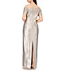 Color:Silver - Image 2 - Beaded Illusion Jeweled Boat Neck Short Sleeve Gown