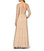 Color:Champagne - Image 2 - Beaded Mesh Square Neck Long Sleeve Gown