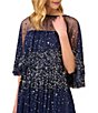 Color:Navy - Image 4 - Beaded Strapless Ball Gown with Removeable Beaded Cape