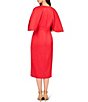 Color:Chateau Red - Image 2 - Crepe Back Satin V-Neck Short Flutter Sleeve Front Slit Midi Dress