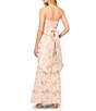 Color:Gold - Image 2 - Floral Metallic Jacquard Strapless Bow Detail Gown
