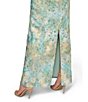 Color:Green Multi - Image 4 - Printed Jacquard Square Neck Sleeveless Ruched Gown