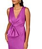 Color:Wild Orchid - Image 3 - Satin V-Neckline Sleeveless Pleated Twist Waist Gown