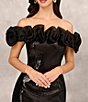 Color:Black - Image 5 - Sequin Ruffle Off-the-Shoulder Cap Sleeve Sheath Dress