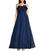 Color:Navy - Image 1 - Strapless Organza Strapless Rosette Ruffle Ball Gown
