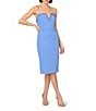Color:Cool Water - Image 1 - Stretch Crepe Strapless Beaded Trim Sheath Dress