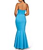Color:Ocean Blue - Image 2 - Stretch Mikado Strapless Sleeveless Mermaid Gown
