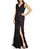 Color:Black - Image 1 - V-Neck Sleeveless Front Slit Gown