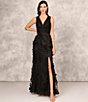 Color:Black - Image 6 - V-Neck Sleeveless Front Slit Gown