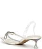 Color:White - Image 3 - Boucletta Clear Slingback Rhinestone Bow Detail Dress Pumps