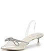 Color:White - Image 4 - Boucletta Clear Slingback Rhinestone Bow Detail Dress Pumps