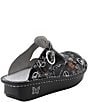 Color:Peace and Love - Image 2 - Classic Peace & Love Print Leather Clogs