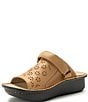 Color:Fawn - Image 4 - Klover Perforated Leather Convertible Platform Slides