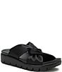 Color:Black - Image 1 - Rylie Satin Knotted Platform Slide Sandals