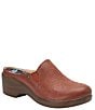 Color:Rust - Image 1 - Serenti Western Stitched Leather Platform Clog Mules