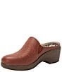 Color:Rust - Image 4 - Serenti Western Stitched Leather Platform Clog Mules