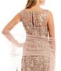 Color:Champagne - Image 6 - Illusion Round Neck Sleeveless Embroidered Lace Shawl A-Line Dress