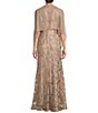 Color:Champagne - Image 2 - Illusion Round Neck Sleeveless Embroidered Lace Shawl A-Line Dress
