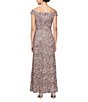 Color:Mink - Image 2 - Off-the-Shoulder Soutache Lace Gown