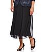 Color:Black - Image 1 - Plus Size Chiffon Panel Midi Skirt