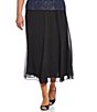 Color:Black - Image 4 - Plus Size Chiffon Panel Midi Skirt