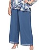 Color:Wedgewood - Image 1 - Plus Size Silky Chiffon Pants