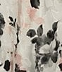 Color:Ivory/Pink - Image 4 - Plus Size 3/4 Sleeve Scoop Neck Asymmetrical Hem Floral Print Chiffon Blouse