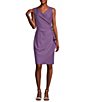 Color:Icy Orchid - Image 1 - Surplice V-Neck Sleeveless Ruched Brooch Sheath Dress