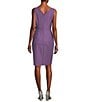 Color:Icy Orchid - Image 2 - Surplice V-Neck Sleeveless Ruched Brooch Sheath Dress