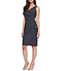 Color:Charcoal - Image 1 - Surplice V-Neck Sleeveless Ruched Brooch Sheath Dress