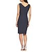 Color:Charcoal - Image 2 - Surplice V-Neck Sleeveless Ruched Brooch Sheath Dress