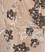 Color:Mink - Image 3 - Short Cold Shoulder Sleeve V-Neck Embroidered Tulle Gown