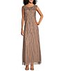 Color:Taupe - Image 1 - Sleeveless Scoop Neck Beaded Gown