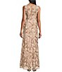 Color:Champagne - Image 2 - Sleeveless V-Neck Embroidered Sequin Shawl Gown