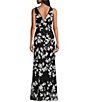 Color:Black/White - Image 2 - Sleeveless V-Neck Floral Sequin Gown